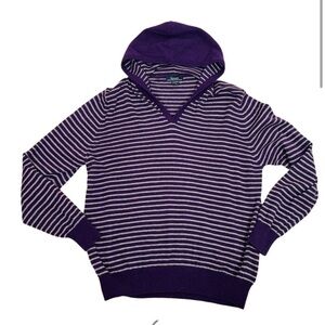 Faconnable Made in Italy Mens Lambs Wool Hoodie Sweater Size M Purple/Gray